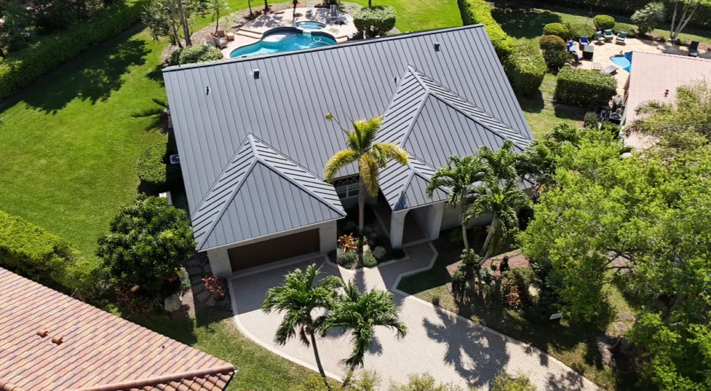 Metal roof on home with pool in Florida