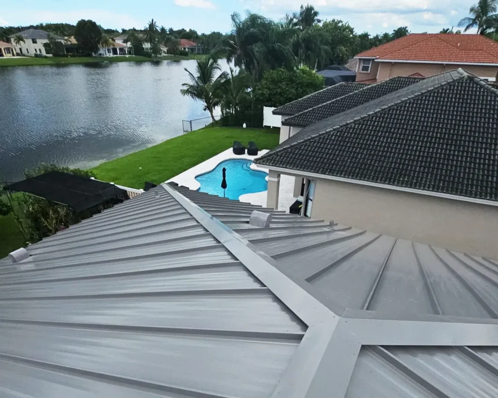 Metal roof close up